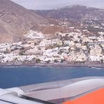 arrivée sur Santorin en avion